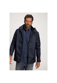 JAY-PI - Męska Kurtka przeciwdeszczowa wodoodporna kaptur zamek. Kolekcja: plus size. Kolor: niebieski. Materiał: poliester, materiał. Sport: turystyka piesza