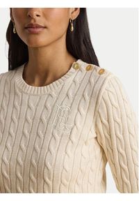 Lauren Ralph Lauren - LAUREN RALPH LAUREN Sweter 200P14039003 Kremowy Regular Fit. Kolor: kremowy. Materiał: bawełna #4