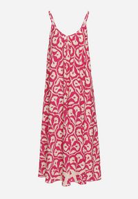 Born2be - Fuksjowa Sukienka na Cienkich Ramiączkach o Trapezowym Kroju z Wiązaniem na Troczek Cavriella. Okazja: na co dzień. Kolor: różowy. Długość rękawa: na ramiączkach. Sezon: lato. Typ sukienki: trapezowe. Styl: klasyczny, casual, elegancki #3