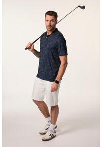 JAY-PI - Męska Koszulka polo golf rękaw 1/2 nadruk na całej powierzchni. Typ kołnierza: polo, golf. Kolekcja: plus size. Kolor: niebieski. Materiał: elastan, poliester, materiał. Wzór: nadruk. Styl: sportowy