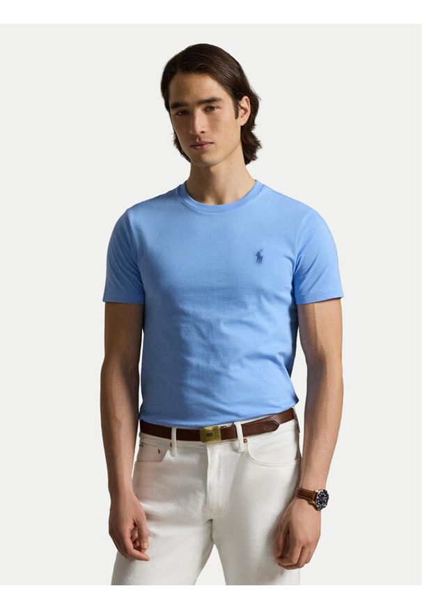 Polo Ralph Lauren T-Shirt 710671438526 Niebieski Custom Slim Fit. Typ kołnierza: polo. Kolor: niebieski. Materiał: bawełna
