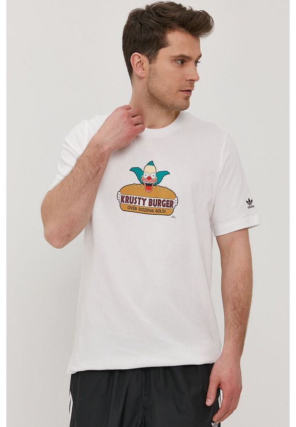adidas Originals - T-shirt x The Simpsons. Okazja: na co dzień. Kolor: biały. Wzór: nadruk. Styl: casual