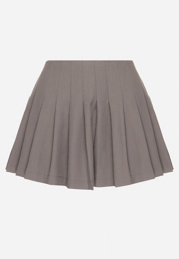 Born2be - Szare Spódnico-Szorty Ozdobione Plisami Ninavira. Okazja: na co dzień. Stan: podwyższony. Kolor: szary. Wzór: aplikacja. Styl: casual