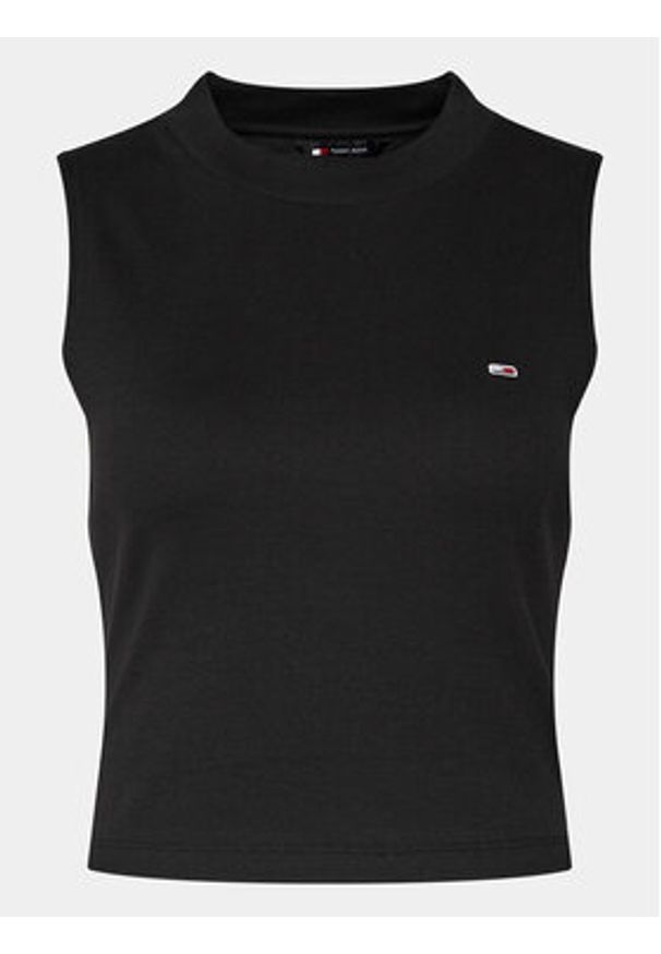 Tommy Jeans Top DW0DW17533 Czarny Regular Fit. Kolor: czarny. Materiał: bawełna