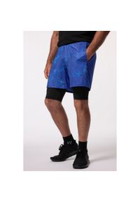 JAY-PI - Męskie Bermudy funkcyjne Iron Anvil fitness szybkoschnące do roz. 7XL. Kolekcja: plus size. Kolor: niebieski. Materiał: elastan, poliester, materiał. Wzór: nadruk. Sport: fitness