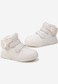 Born2be - Białe Botki Sportowe Sneakersy z Ozdobnym Misiem Naolisa. Wysokość cholewki: za kostkę. Zapięcie: rzepy. Kolor: biały. Szerokość cholewki: normalna. Styl: sportowy #3
