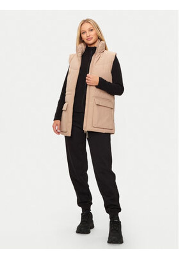 4f - 4F Bezrękawnik 4FWAW24TVJAF135 Beżowy Loose Fit. Kolor: beżowy. Materiał: syntetyk. Długość rękawa: bez rękawów