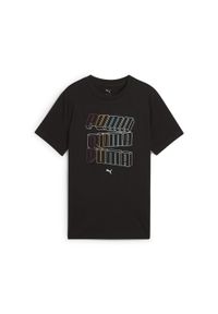 Puma - Młodzieżowa koszulka Essentials Logo Lab PUMA Black. Kolor: czarny. Wzór: nadruk, haft