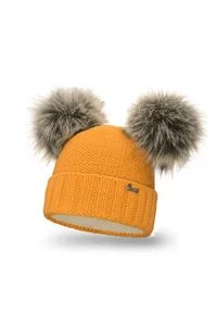 Zimowa czapka damska PaMaMi - Miodowy. Kolor: pomarańczowy. Materiał: poliamid, akryl. Sezon: zima #1
