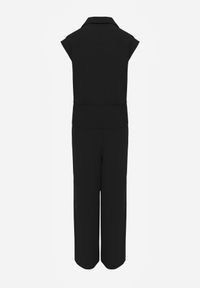 Renee - Czarny Koszulowy Kombinezon Bez Rękawów z Bawełny i Wiskozy z Baskinką Tefnor. Kolor: czarny. Materiał: wiskoza, bawełna. Długość rękawa: bez rękawów. Sezon: lato. Styl: boho #6