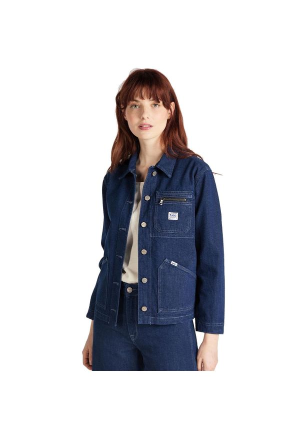 Lee - LEE WORKER CHORE JACKET DAMSKA KURTKA JEANSOWA DARK YELT L54JKEIV 112112788. Materiał: jeans