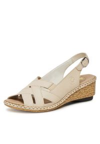 Rieker Sandały 66189-60 Beżowy. Kolor: beżowy. Materiał: syntetyk, skóra #4