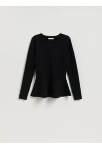 Reserved - Sweter z baskinką - czarny. Kolor: czarny. Materiał: wiskoza, dzianina #1