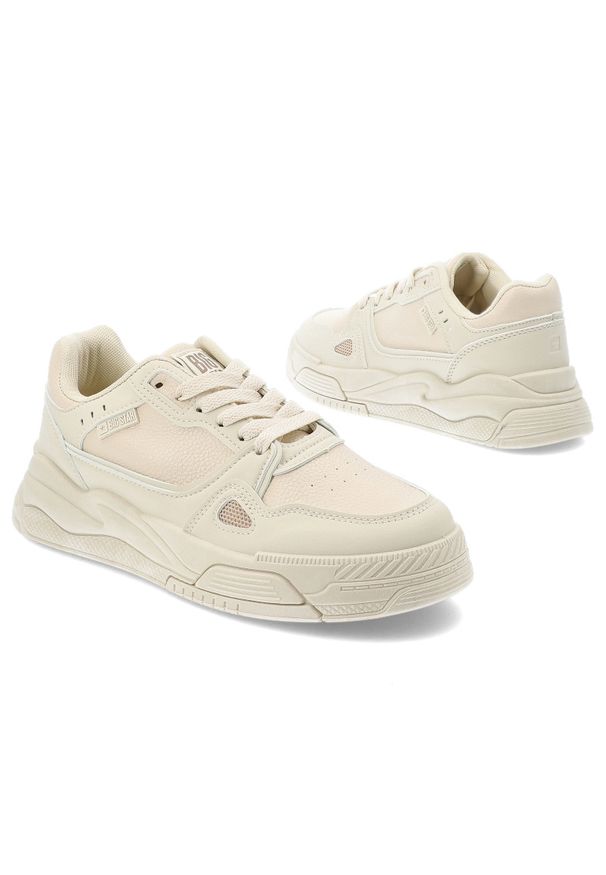 Big-Star - Beżowe Sneakersy Big Star Modne Obuwie Damskie. Okazja: na co dzień. Zapięcie: sznurówki. Kolor: beżowy. Materiał: materiał, syntetyk. Szerokość cholewki: normalna