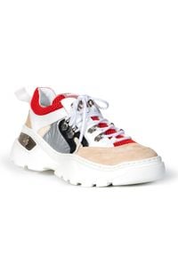 Baldinini - BALDININI - Sneakersy na platformie z łączonych materiałów. Zapięcie: sznurówki. Kolor: biały. Materiał: materiał. Obcas: na platformie #1