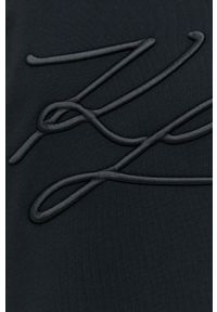 Karl Lagerfeld sukienka bawełniana 220W1354 kolor czarny mini rozkloszowana. Typ kołnierza: kaptur. Kolor: czarny. Materiał: bawełna. Wzór: aplikacja. Typ sukienki: rozkloszowane. Długość: mini #5