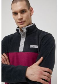 columbia - Columbia bluza męska kolor fioletowy wzorzysta. Okazja: na co dzień. Kolor: fioletowy. Materiał: dzianina. Wzór: aplikacja. Styl: casual