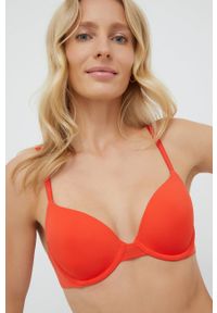 Calvin Klein Underwear biustonosz kolor czerwony gładki. Kolor: pomarańczowy. Rodzaj stanika: biustonosz z fiszbinami, odpinane ramiączka. Wzór: gładki #2