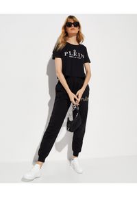 Philipp Plein - PHILIPP PLEIN - Czarne spodnie dresowe z logo. Kolor: czarny. Materiał: dresówka #3