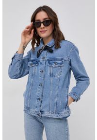 only - Only Kurtka jeansowa damska przejściowa oversize. Okazja: na co dzień. Kolor: niebieski. Materiał: jeans. Styl: casual