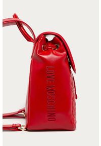 Love Moschino - Plecak. Kolor: czerwony. Materiał: syntetyk, materiał, skóra ekologiczna. Wzór: aplikacja #4