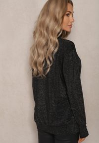Renee - Czarny Brokatowy Sweter z Wiskozą i Ozdobnymi Guzikami Onorvia. Kolor: czarny. Materiał: wiskoza. Sezon: zima #3