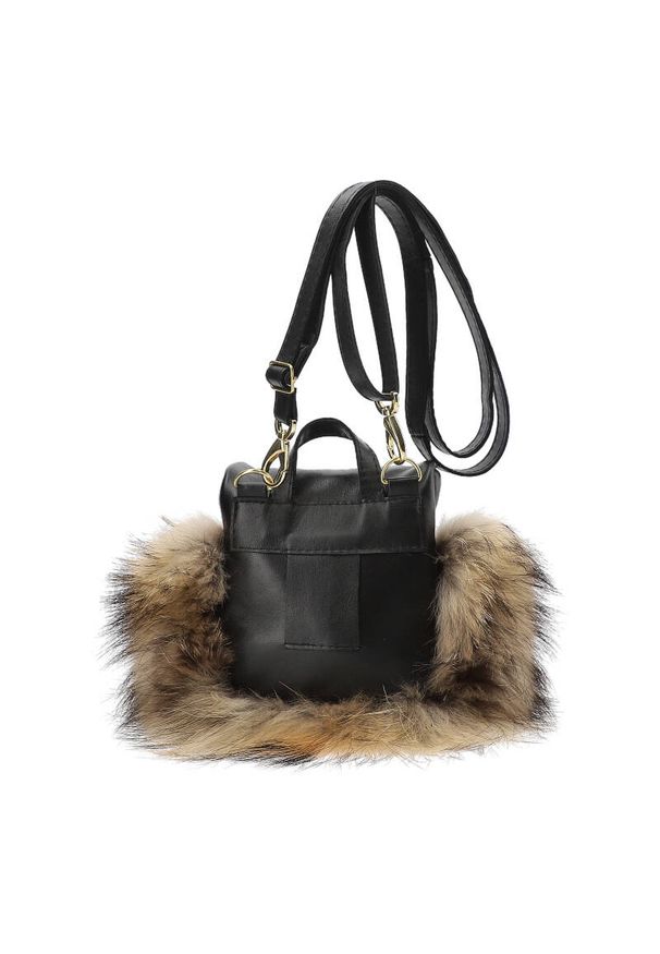 Luka-Pelli - Brązowa Torebka Luka Pelli Plecaczek Z Naturalnym Futrem Z Jenota. Kolor: brązowy. Materiał: futro. Wzór: gładki. Styl: elegancki, casual