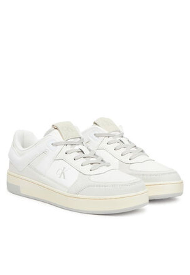 Calvin Klein Jeans Sneakersy Basket Cup Low Laceup Lth Mix YM0YM01308 Biały. Kolor: biały. Materiał: skóra