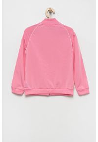 adidas Originals bluza dziecięca kolor różowy z aplikacją. Okazja: na co dzień. Kolor: różowy. Materiał: materiał, dzianina. Długość rękawa: raglanowy rękaw. Wzór: aplikacja. Styl: casual #2