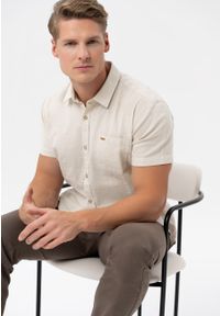 Volcano - Koszula z lnem, Regular Fit, C-SUNSO. Okazja: na co dzień. Materiał: len. Długość rękawa: krótki rękaw. Długość: krótkie. Sezon: lato. Styl: casual, klasyczny #1