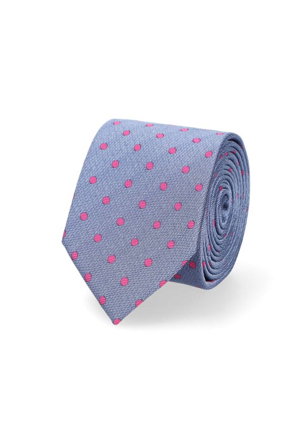 Lancerto - Krawat Niebieski w Kropki. Kolor: niebieski. Materiał: tkanina, mikrofibra. Wzór: kropki. Styl: elegancki