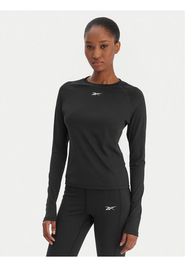 Reebok Koszulka techniczna RK25604CCW Czarny Slim Fit. Kolor: czarny. Materiał: syntetyk