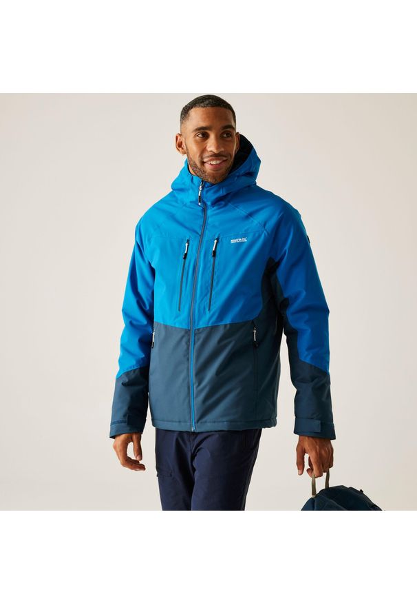 Regatta - Kurtka męska przejściowa ocieplana Highton Stretch. Kolor: niebieski. Materiał: materiał, puch. Sport: turystyka piesza