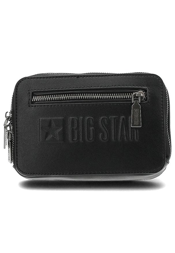 Big Star Accessories - Czarna Torba Big Star Męska Saszetka Na Pasku. Kolor: czarny. Materiał: skóra ekologiczna. Wzór: paski. Styl: sportowy