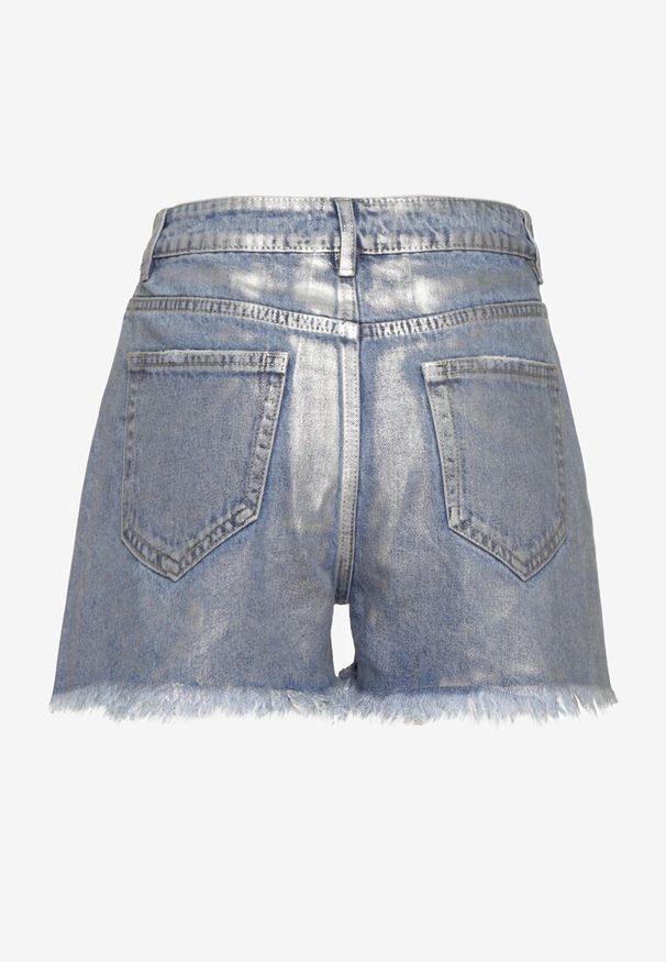 Born2be - Niebieskie Bawełniane Szorty Jeansowe z Wysokim Stanem Galagia. Stan: podwyższony. Kolor: niebieski. Materiał: bawełna, jeans. Styl: klasyczny, elegancki, sportowy