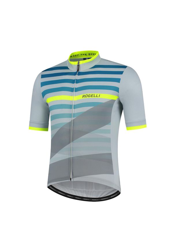 ROGELLI - Koszulka rowerowa męska Rogelli STRIPE. Kolor: zielony, wielokolorowy, żółty, szary. Sport: kolarstwo