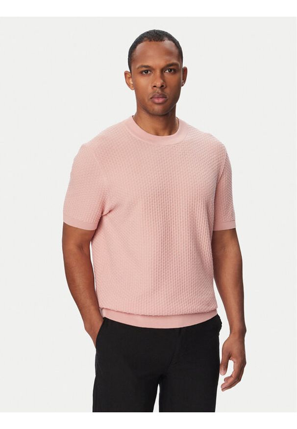 BOSS Sweter H-Nilton 50560468 Różowy Regular Fit. Kolor: różowy. Materiał: bawełna