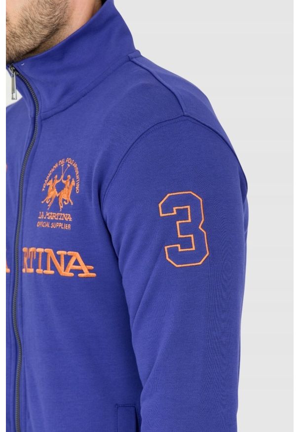 La Martina - LA MARTINA Fioletowa bluza męska na zamek. Kolor: fioletowy
