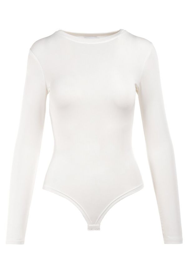 Born2be - Białe Body Maerane. Kolor: biały. Materiał: jeans. Długość rękawa: długi rękaw. Długość: długie. Styl: klasyczny