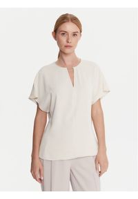 Calvin Klein Bluzka LV044C196G Écru Regular Fit. Materiał: syntetyk