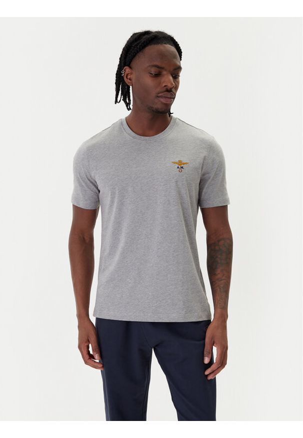 Aeronautica Militare T-Shirt 261TS1580UJ00372 Szary Regular Fit. Kolor: szary. Materiał: bawełna