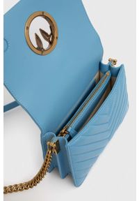Pinko torebka skórzana kolor niebieski. Kolor: niebieski. Materiał: skórzane. Rodzaj torebki: na ramię #5