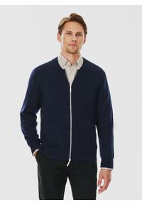Pako Lorente - PAKO LORENTE – Sweter męski rozpinany w granatowym kolorze. Kolor: niebieski. Materiał: wełna, bawełna, poliamid. Sezon: jesień #1