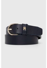 TOMMY HILFIGER - Tommy Hilfiger pasek skórzany damski kolor granatowy. Kolor: niebieski. Materiał: skóra