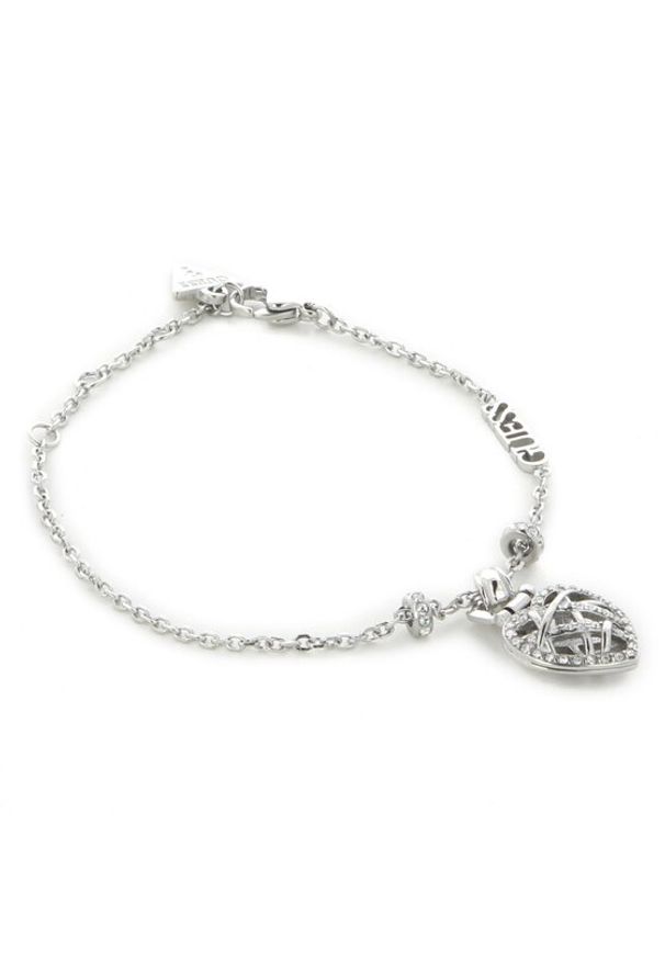 Guess Bransoletka Heart Cage JUBB03 100JW Srebrne rodowanie. Materiał: srebrne. Kolor: srebrny