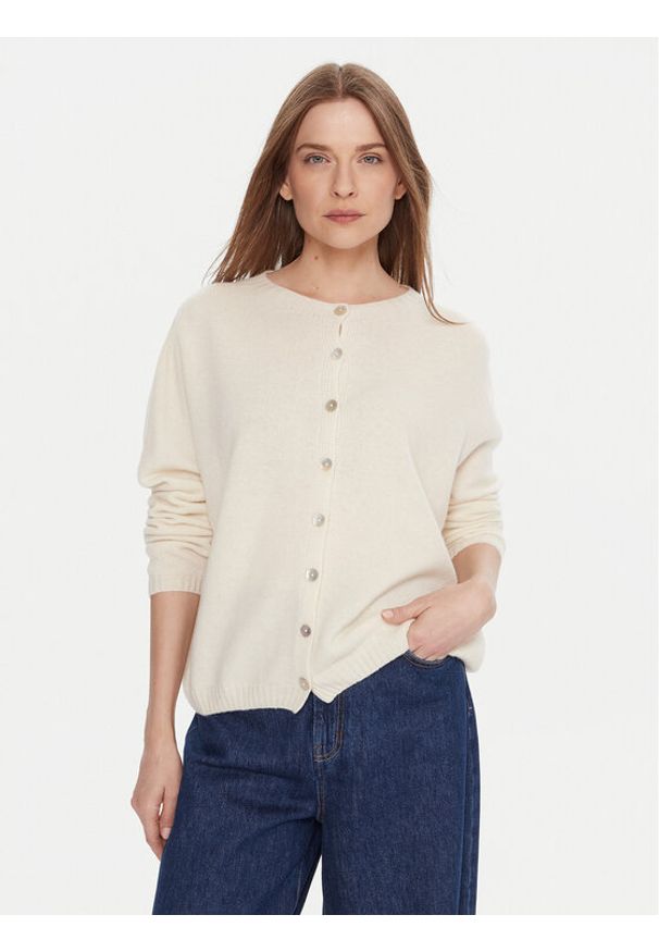 Kontatto Kardigan 3M0978C Écru Relaxed Fit. Materiał: wełna