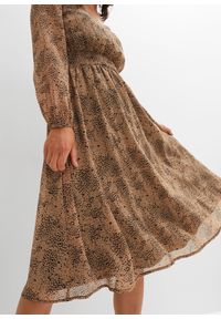 bonprix - Sukienka szyfonowa. Kolor: brązowy. Materiał: szyfon. Styl: elegancki #3