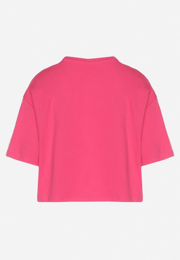 Born2be - Różowy Krótki T-shirt Oversize Lilu. Kolor: różowy. Długość: krótkie
