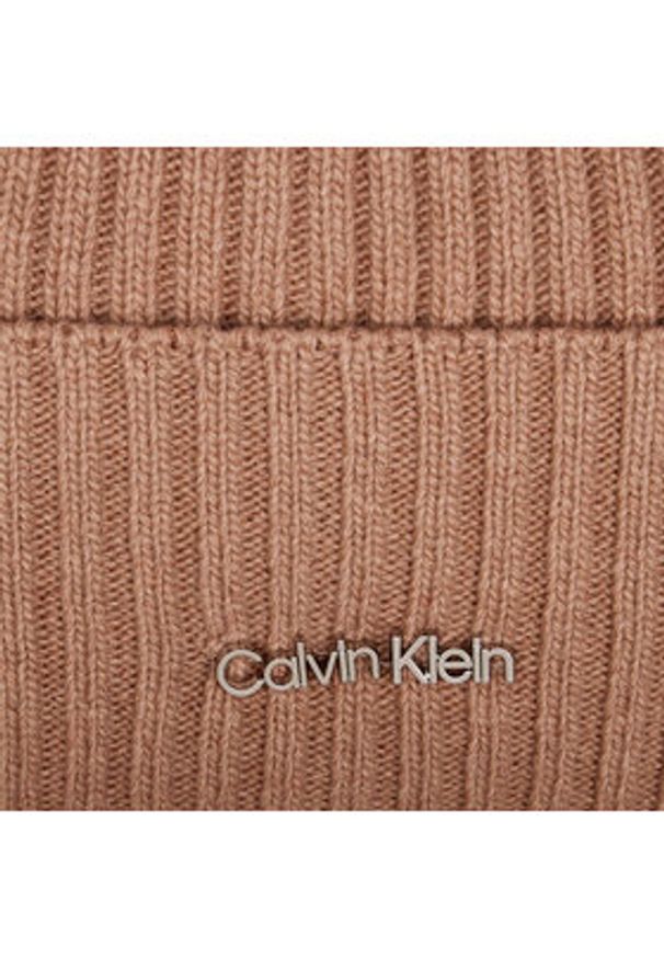 Calvin Klein Czapka Ck Must Logo Beanie K60K611401 Fioletowy. Kolor: fioletowy. Materiał: materiał