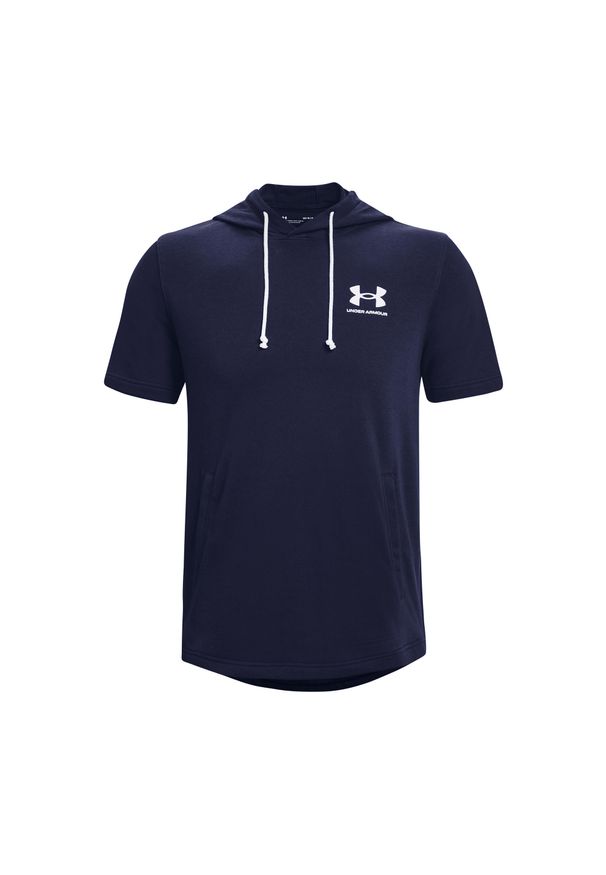 Koszulka sportowa męska Under Armour Rival Terry Lc Ss Hd. Kolor: wielokolorowy, niebieski, biały. Materiał: bawełna, poliester. Długość rękawa: krótki rękaw. Długość: krótkie. Sport: fitness